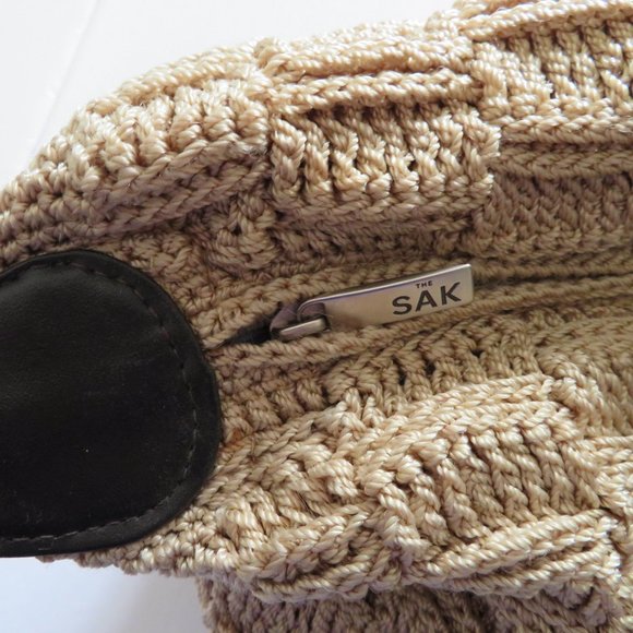 The SAK Crochet Hobo Shoulder Bag - Light Brown/Tan - Handbag -EUC - Picture 8 of 12